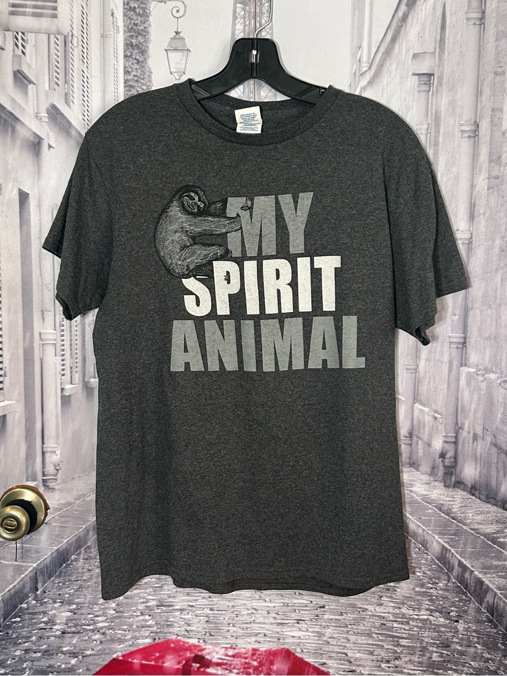 Unisex Dark Gray 'My Spirit Animal' Crewneck T-Shirt